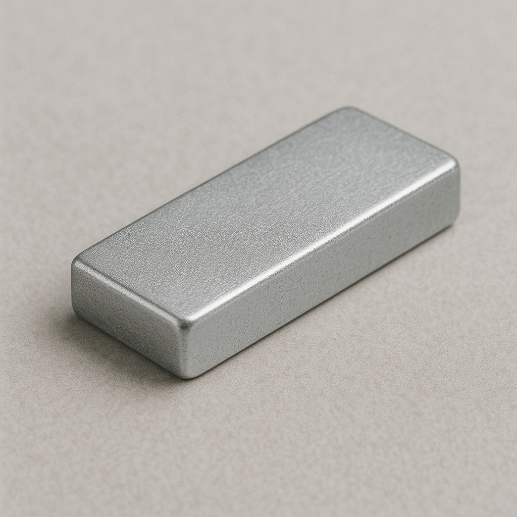 Neodymium Block Magnet – 25.4mm x 9.53mm x 3.2mm | N50M | Zinc Coated | High Temperature ≤100ºC
