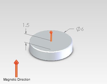 Neodymium Disc Magnet - 6mm x 1.5mm | N45
