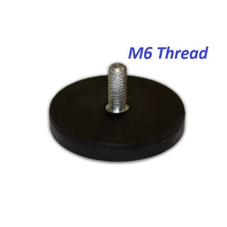 Male Thread Neodymium Pot Magnet - Diameter 43mm x 6mm with M6 15mm Boss and Rubber Case