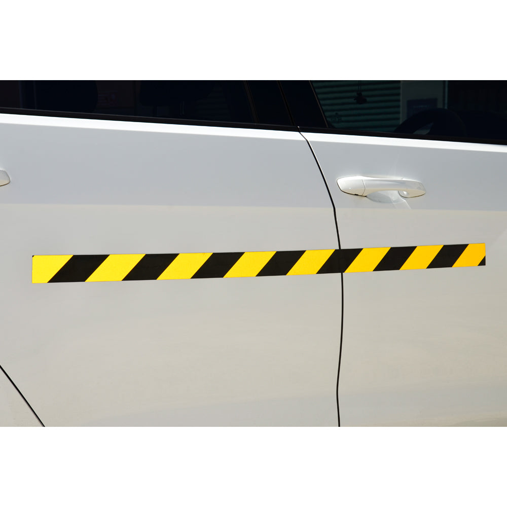 Reflective Magnetic Tape | Hi-Vis Black and Yellow | 50mm x 0.8mm x 45m ROLL