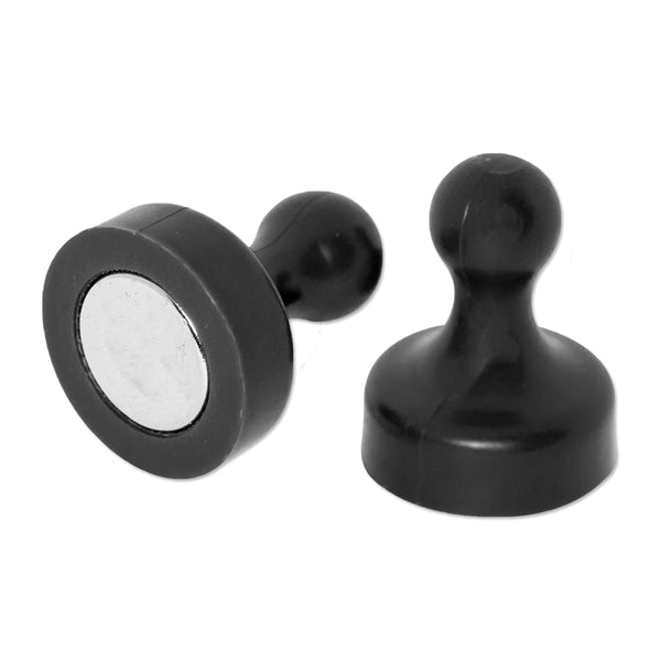 Black Pin Whiteboard Magnets - 19mm diameter x 25mm | 6 PACK