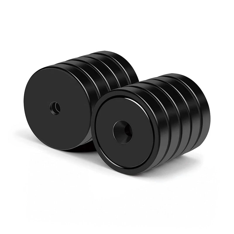 Neodymium Countersunk Pot Magnet with Black Epoxy Coating | D32mm x 8mm | Black Epoxy Coating | Rust Resistant