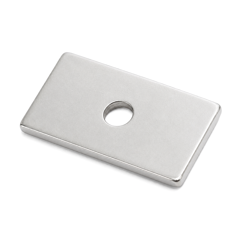 Neodymium Block Magnet - 25mm (L) x 12.5mm (W) x 3.5mm (H) with D4mm Hole | N42