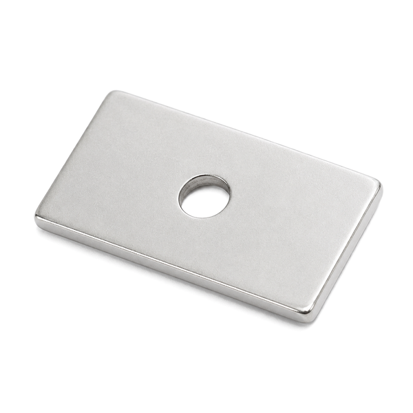 Neodymium Block Magnet - 25mm (L) x 12.5mm (W) x 3.5mm (H) with D4mm Hole | N42