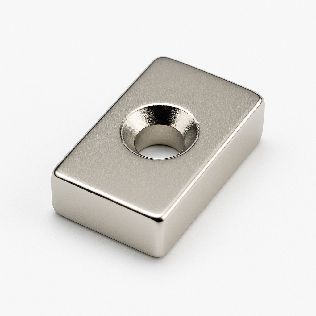 Neodymium Block Magnet - 20mm x 12mm x 5mm | Countersunk 5mm-7mm hole