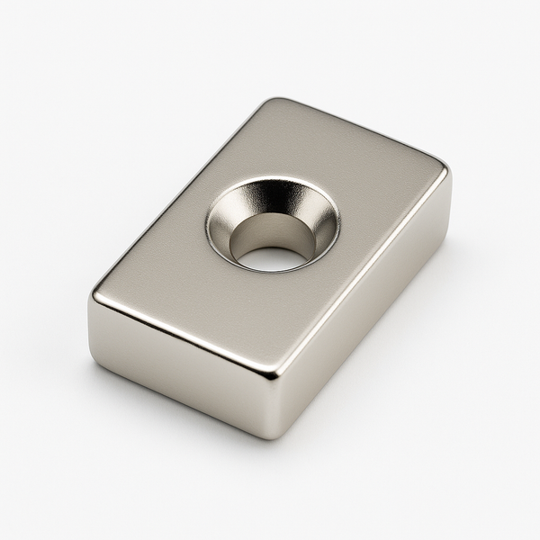 Neodymium Block Magnet - 20mm x 12mm x 5mm | Countersunk 5mm-7mm hole