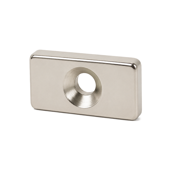 Neodymium Block Magnet - 20mm x 10mm x 4mm | Countersunk 4mm-8mm hole