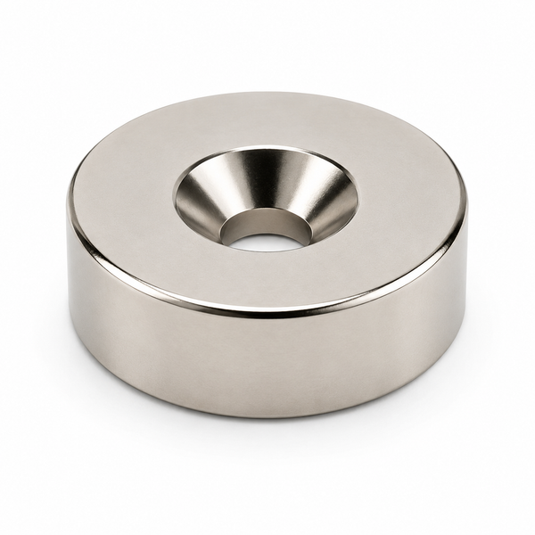 AMF Magnetics Neodymium Countersunk Ring Magnet – (OD) 18mm x (ID) 10.4/5.5mm x (H) 7mm N30SH High Temperature >150°C
