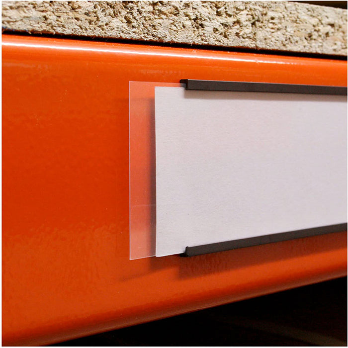 Magnetic Label Holder C-Channel Set – 100mm x 15mm x 1.1mm | Includes Plastic Cover and Insert Card