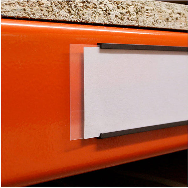 Magnetic Label Holder C-Channel Set – 100mm x 15mm x 1.1mm | Includes Plastic Cover and Insert Card