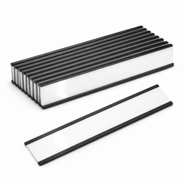Magnetic Label Holder C-Channel Set – 100mm x 15mm x 1.1mm | Includes Plastic Cover and Insert Card