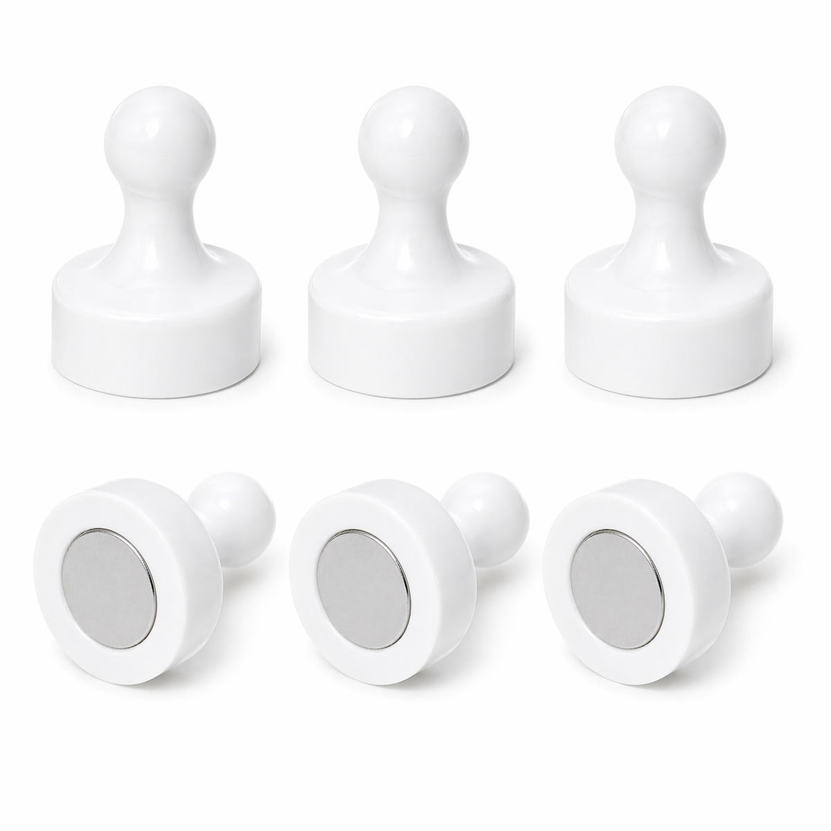 AMF Magnetics White Pin Whiteboard Magnets - 19mm diameter x 25mm 6 PACK