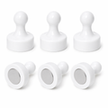 AMF Magnetics White Pin Whiteboard Magnets - 19mm diameter x 25mm 6 PACK