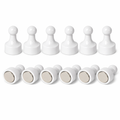White Pin Whiteboard Magnets - 12mm diameter x 22mm | 12 PACK