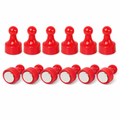 AMF Magnetics Red Pin Whiteboard Magnets - 12mm diameter x 22mm 12 PACK