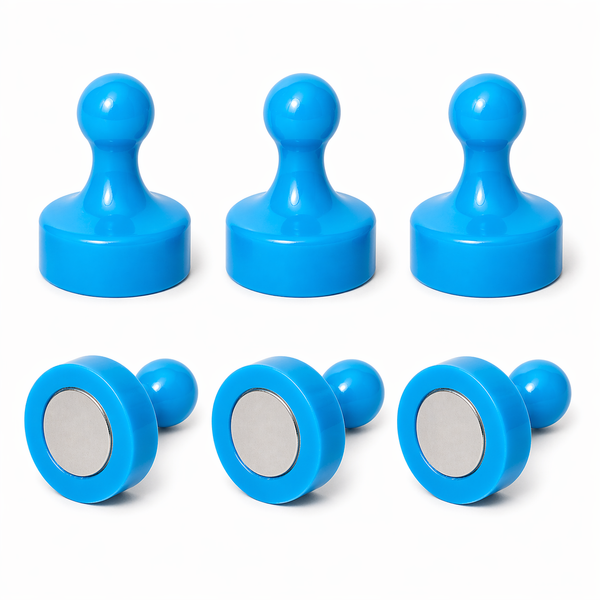 Blue Pin Whiteboard Magnets - 19mm diameter x 25mm | 6 PACK