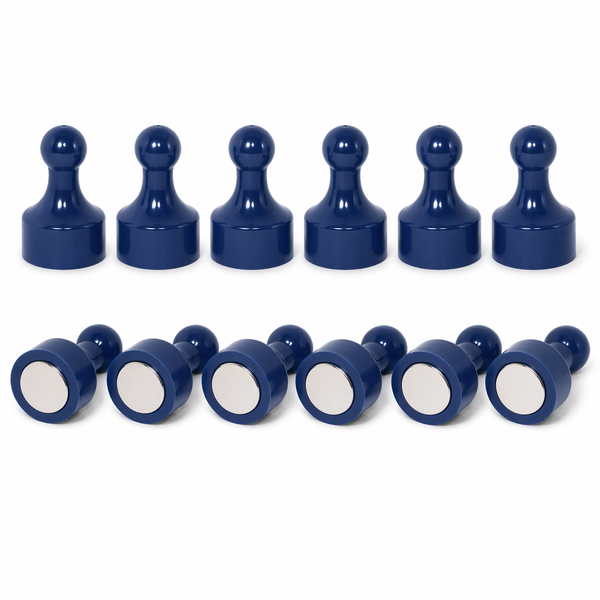 Navy Blue Pin Whiteboard Magnets - 12mm diameter x 22mm | 12 PACK