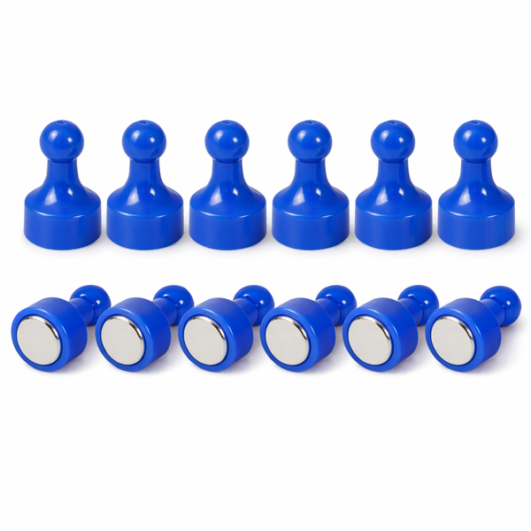 AMF Magnetics Blue Pin Whiteboard Magnets - 12mm diameter x 22mm 12 PACK