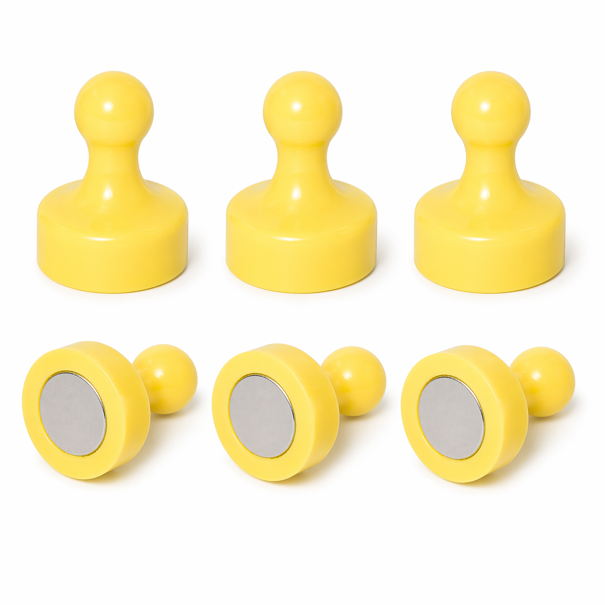 AMF Magnetics Yellow Pin Whiteboard Magnets - 19mm diameter x 25mm 6 PACK