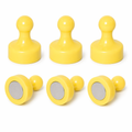 AMF Magnetics Yellow Pin Whiteboard Magnets - 19mm diameter x 25mm 6 PACK