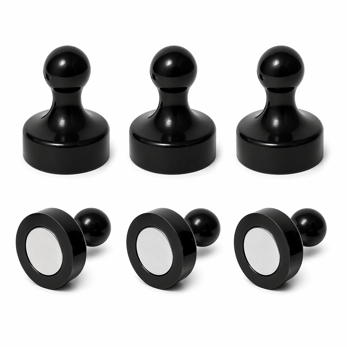 AMF Magnetics Black Pin Whiteboard Magnets - 19mm diameter x 25mm 6 PACK