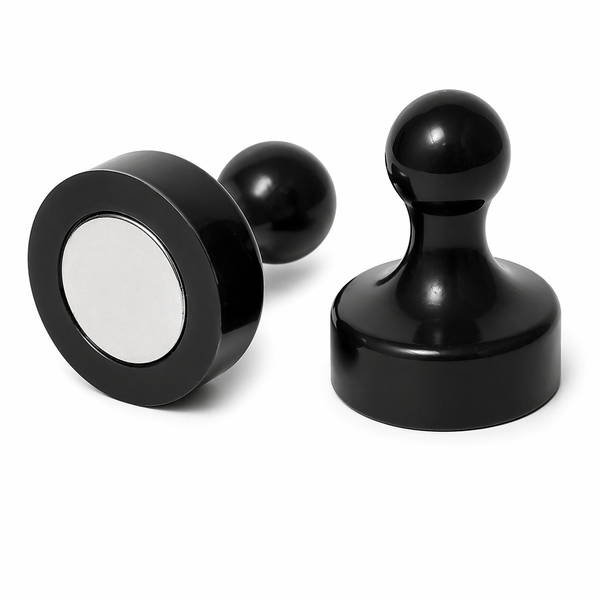 AMF Magnetics Black Pin Whiteboard Magnets - 29mm diameter x 38mm 4 PACK