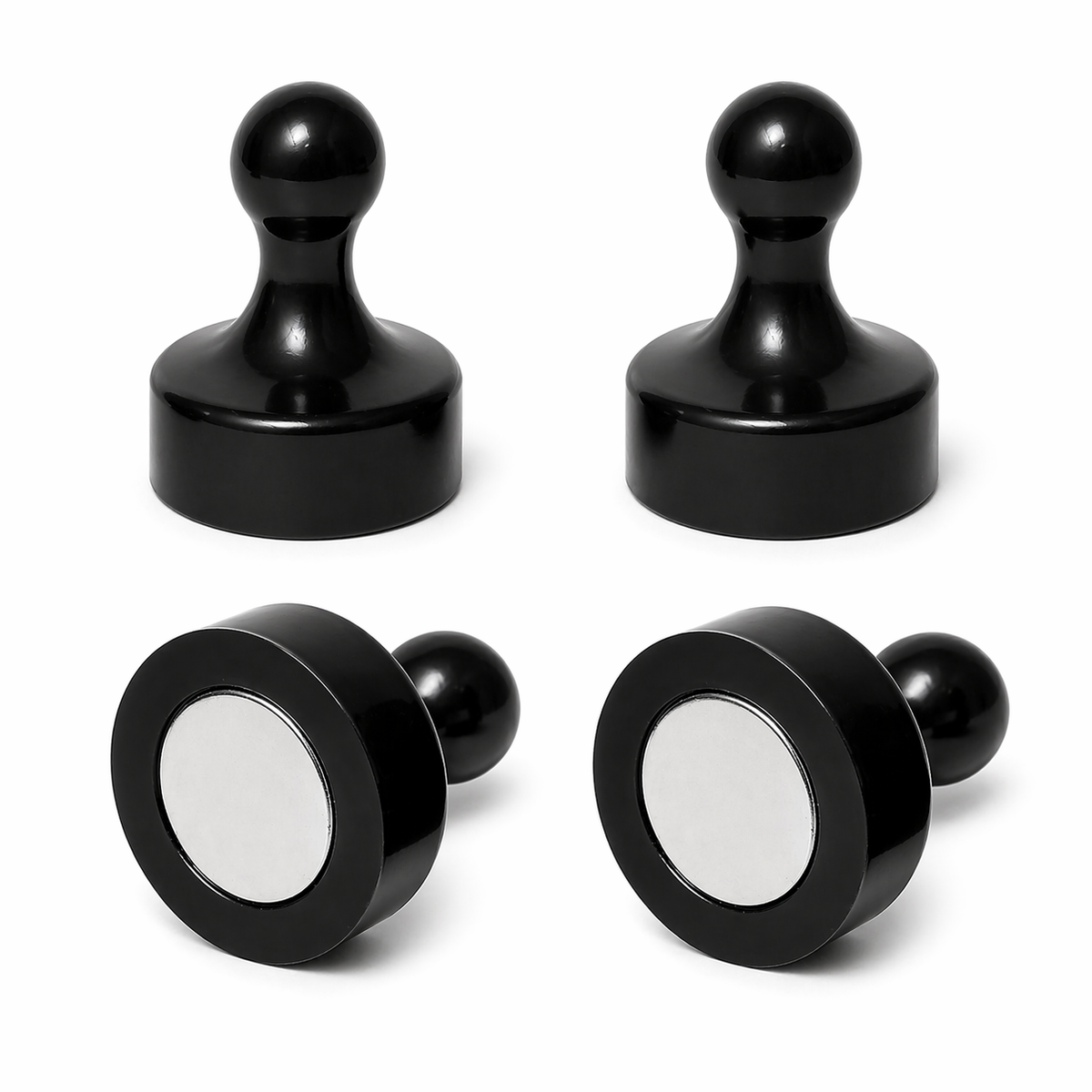 AMF Magnetics Black Pin Whiteboard Magnets - 29mm diameter x 38mm 4 PACK
