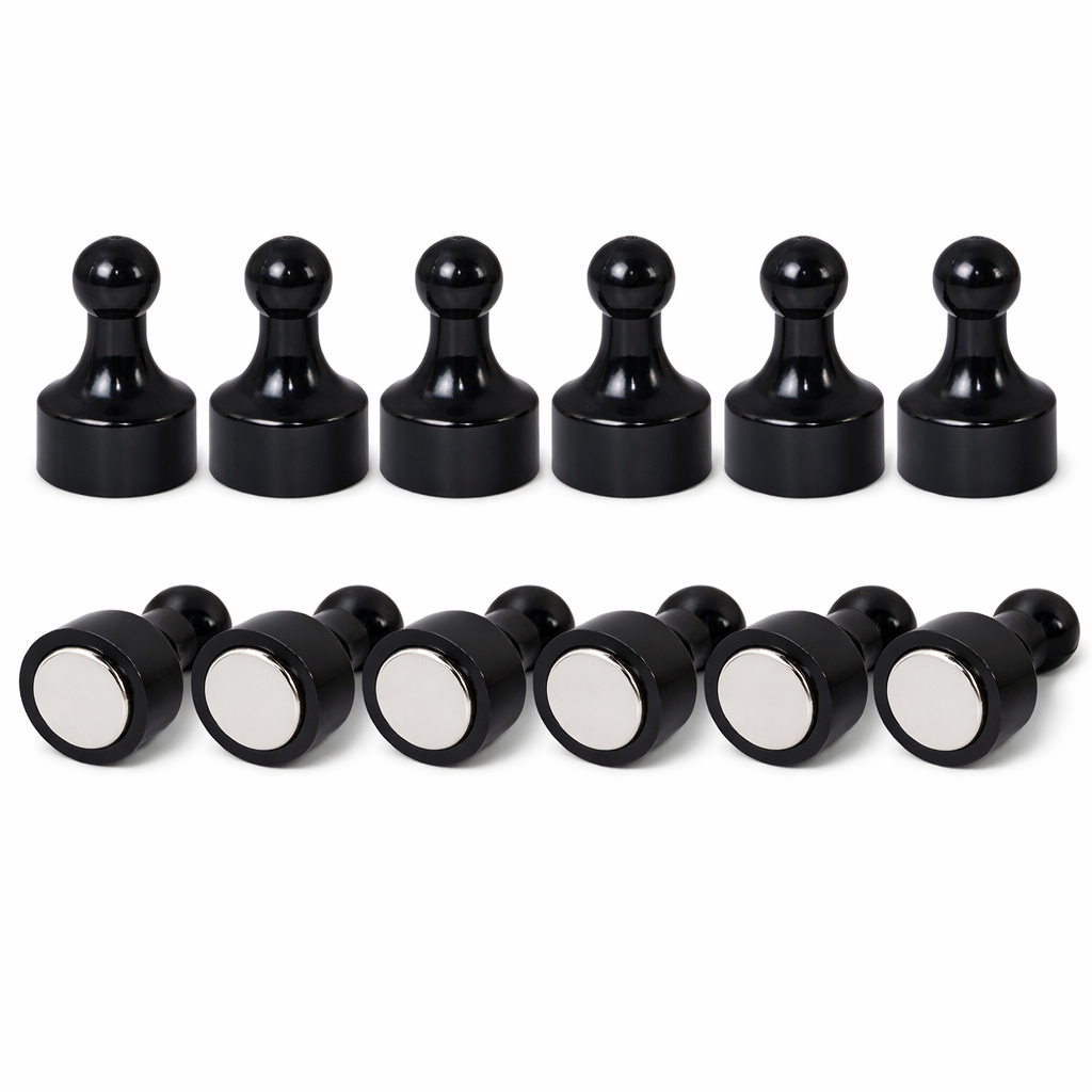 Black Pin Whiteboard Magnets - 12mm diameter x 22mm | 12 PACK