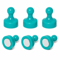 AMF Magnetics Teal Green Pin Whiteboard Magnets - 19mm diameter x 25mm 6 PACK