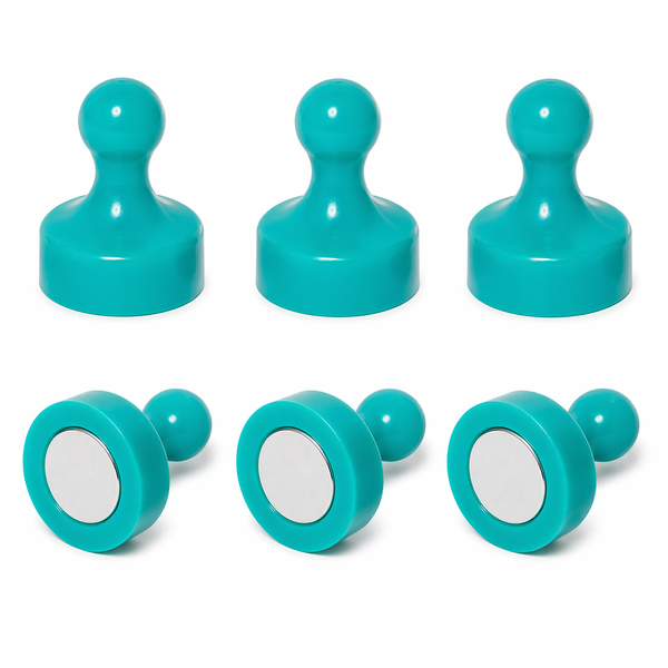 AMF Magnetics Teal Green Pin Whiteboard Magnets - 19mm diameter x 25mm 6 PACK