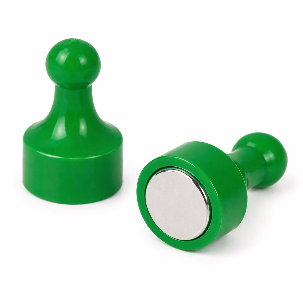 Green Pin Whiteboard Magnets - 12mm diameter x 22mm | 12 PACK