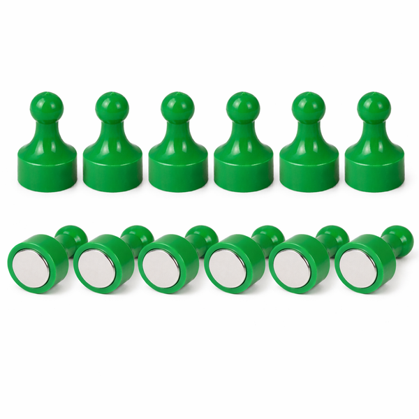 Green Pin Whiteboard Magnets - 12mm diameter x 22mm | 12 PACK