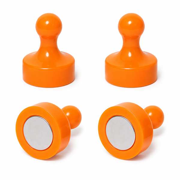 Orange Pin Whiteboard Magnets - 29mm diameter x 38mm | 4 PACK