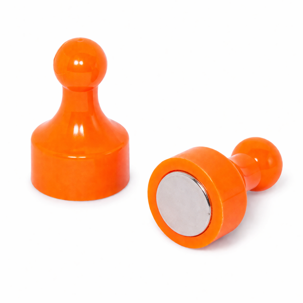 AMF Magnetics Orange Pin Whiteboard Magnets - 12mm diameter x 22mm 12 PACK