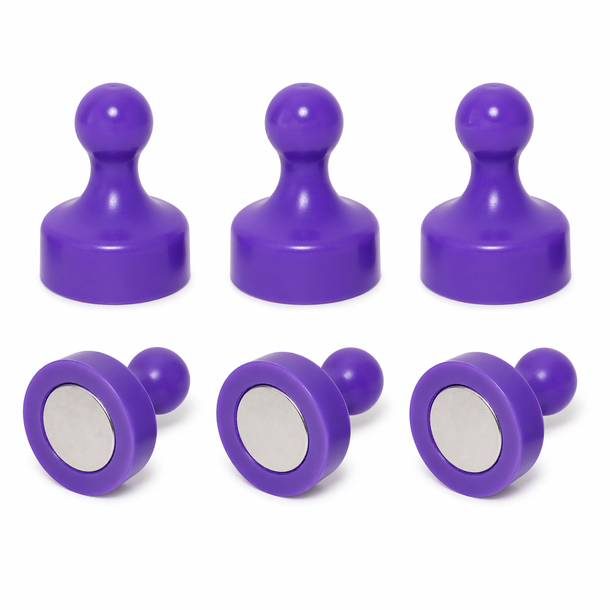 Purple Pin Whiteboard Magnets - 19mm diameter x 25mm | 6 PACK