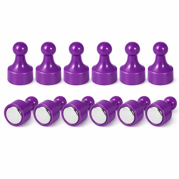 AMF Magnetics Purple Pin Whiteboard Magnets - 12mm diameter x 22mm 12 PACK