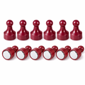 Maroon Pin Whiteboard Magnets - 12mm diameter x 22mm | 12 PACK