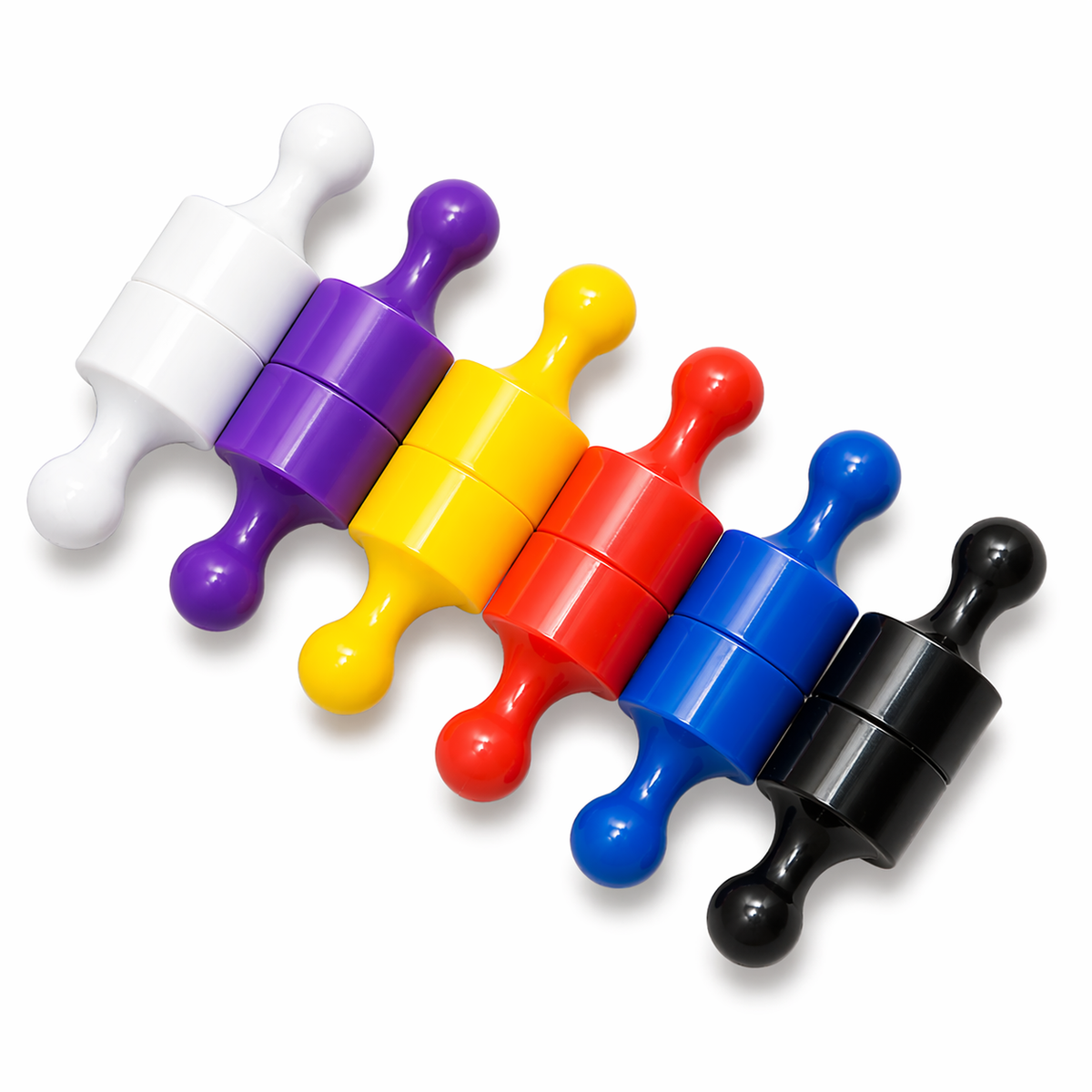 Multi-Coloured Whiteboard Magnets - 12mm diameter x 22mm | 12 PACK