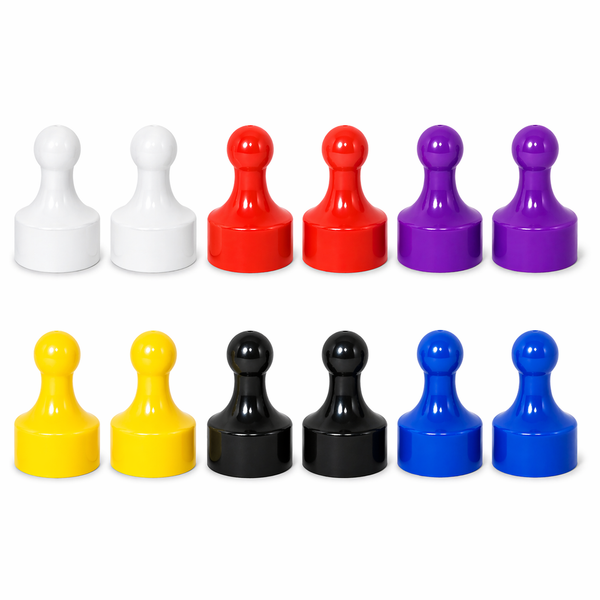 Multi-Coloured Whiteboard Magnets - 12mm diameter x 22mm | 12 PACK