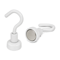 White Hook Magnet | Neodymium Pot Magnet with Threaded Hook - 12mm (D) x 30mm (H)