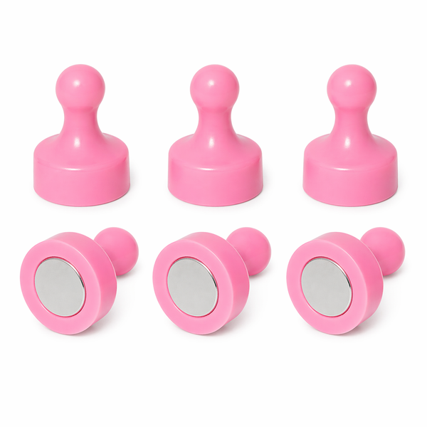 AMF Magnetics Pink Pin Whiteboard Magnets - 19mm diameter x 25mm 6 PACK