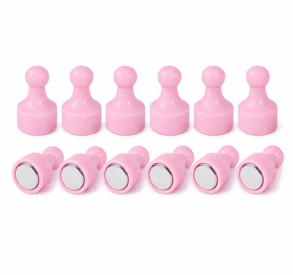 Pink Pin Whiteboard Magnets - 12mm diameter x 22mm | 12 PACK