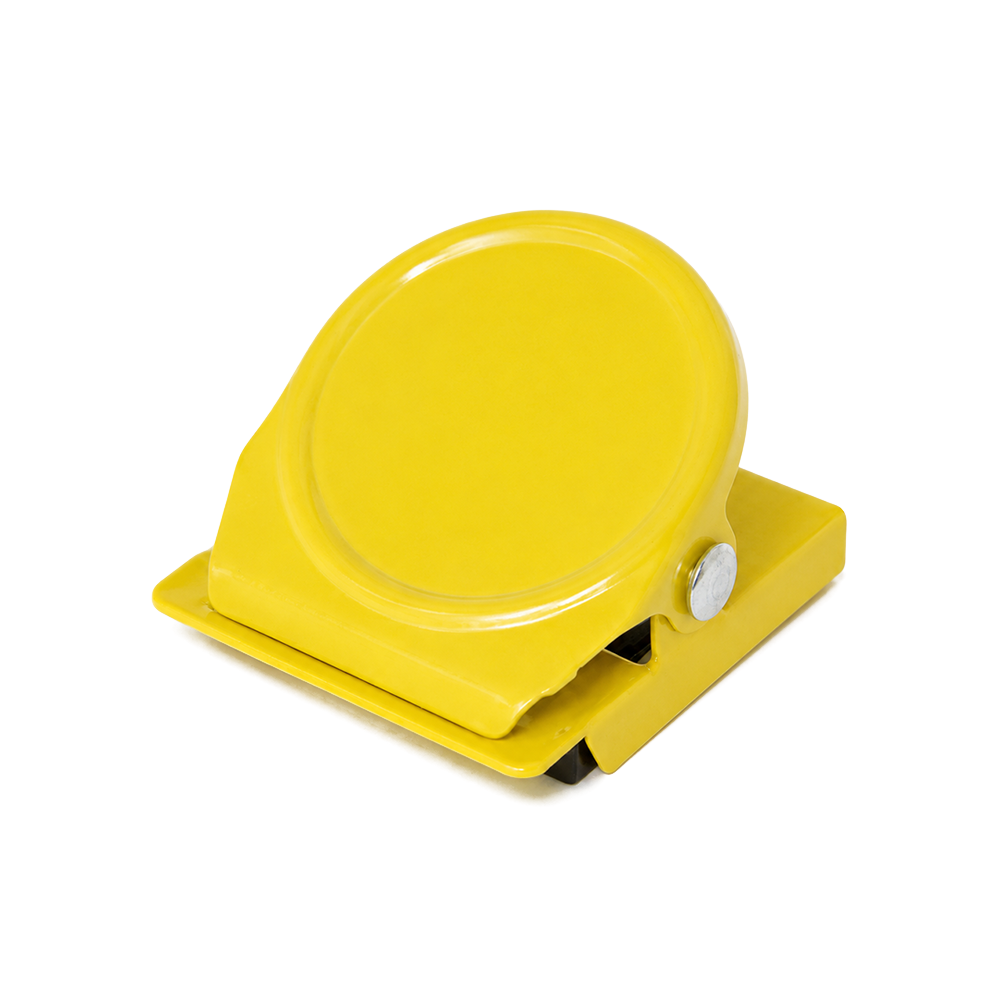 Yellow Square Round Memo Clip Magnet | 30mm