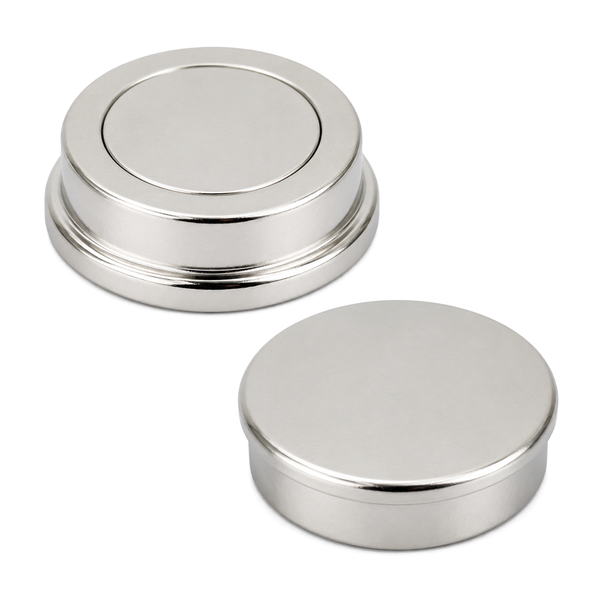 Steel Capped Neodymium Holding Pot Magnet - 30mm (D) x 9mm (H) | Nickel Plated