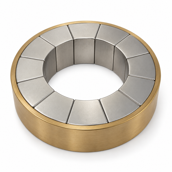 Ring Magnet Assembly - OD100mm x ID60mm xH30mm (Total OD 106mm including 3mm Copper Housing) | 12pc Segment | N52 | NiCuNi