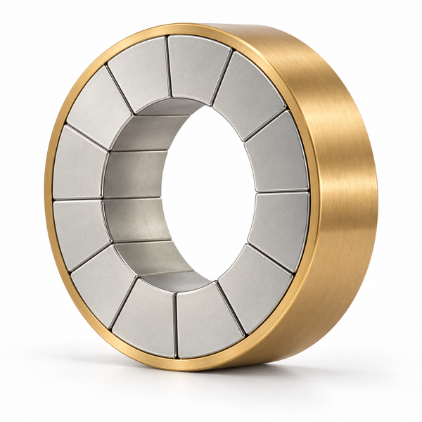 Ring Magnet Assembly - OD100mm x ID60mm xH30mm (Total OD 106mm including 3mm Copper Housing) | 12pc Segment | N52 | NiCuNi