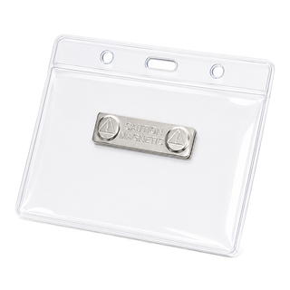 Magnetic Name Badge with Clear Horizontal Plastic ID Card Holder | 4"x 3" | 1 PACK