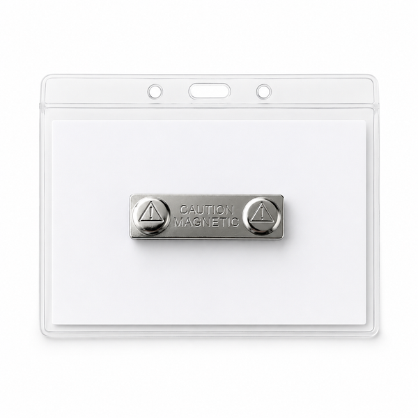 Magnetic Name Badge with Clear Horizontal Plastic ID Card Holder | 4"x 3" | 1 PACK