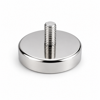 Neodymium Pot Magnet with M6 Male Thread - D32mm x 18mm (TH) | 10mm External Boss | Epoxy Coated Base