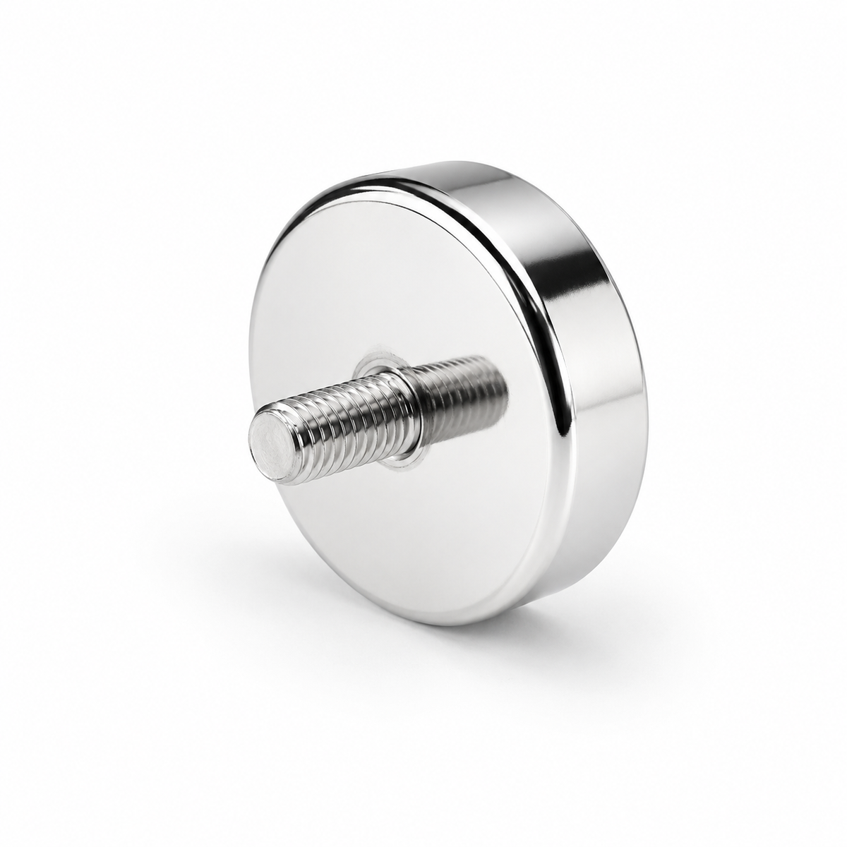 AMF Magnetics Neodymium Pot Magnet with M6 Male Thread - D32mm x 18mm (TH) 10mm External Boss Epoxy Coated Base